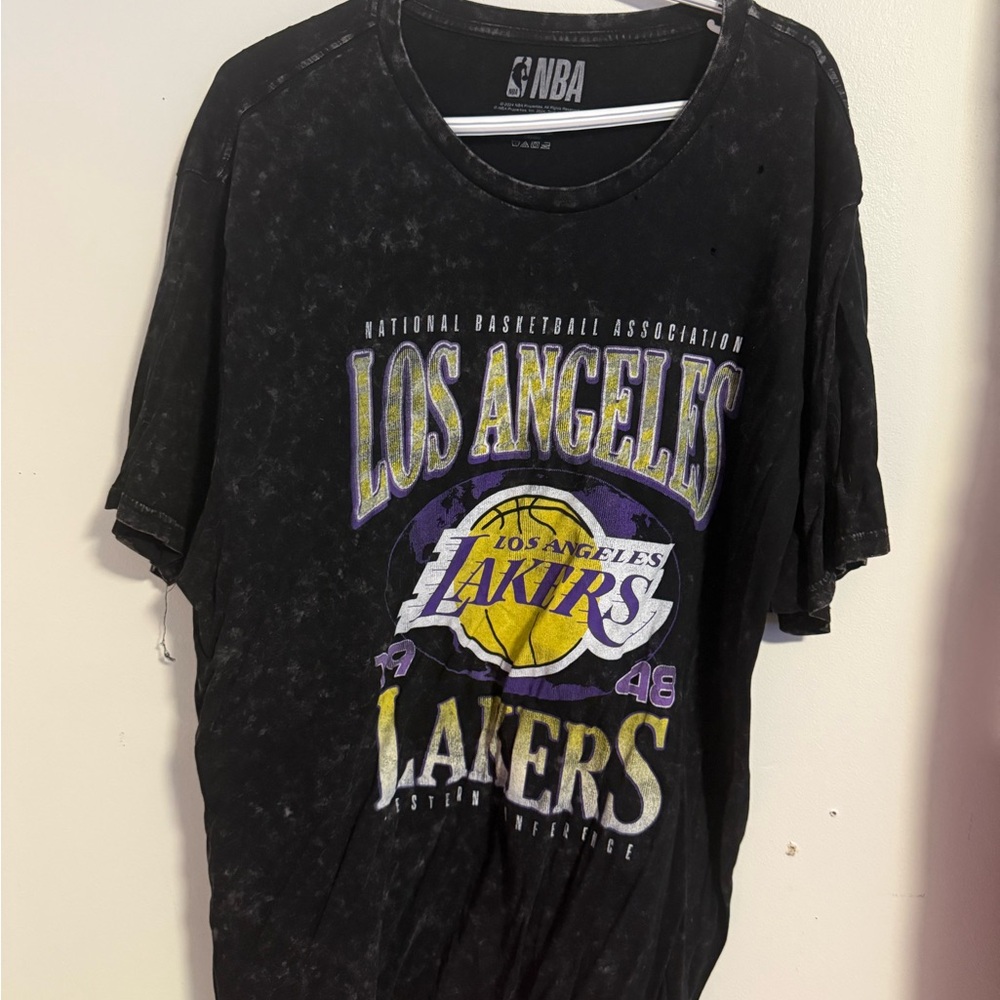 NBA Los Angeles Lakers Black Tee with Purple and Yellow Accents